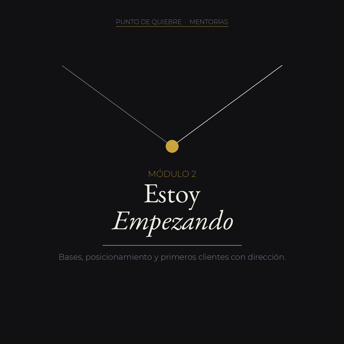 Estoy Empezando — Bases, posicionamiento y primeros clientes con intención